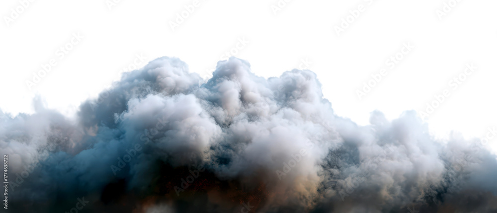 Obraz premium Opaque Haze with Pollution Effects in Slow Moving Cloud Isolate on Transparent Background, cutout, png