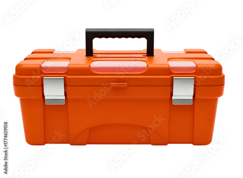 Wallpaper Mural Orange plastic toolbox with black handle and silver clasps Torontodigital.ca