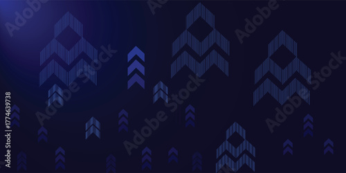 Up trend arrows ascending against a dark background symbolize rising market trends