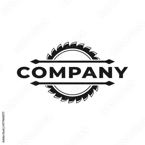 logo design illustration saw blade, circular saw, carpentry, design, saw, tool, wood, sawmill, vector, equipment, silhouette, vintage, retro, cutter, timber