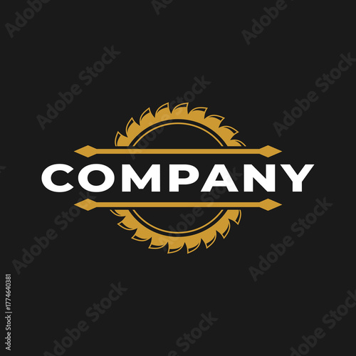 logo design illustration saw blade, circular saw, carpentry, design, saw, tool, wood, sawmill, vector, equipment, silhouette, vintage, retro, cutter, timber