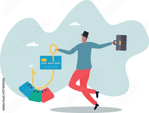 Consumerism and marketing luring people to shop with credit card debt risk,about a man and his life.