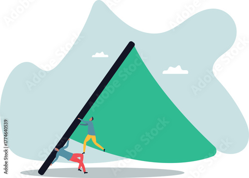 Team achievement, business challenge and victory or winner reaching goal and target .about a man and his life.