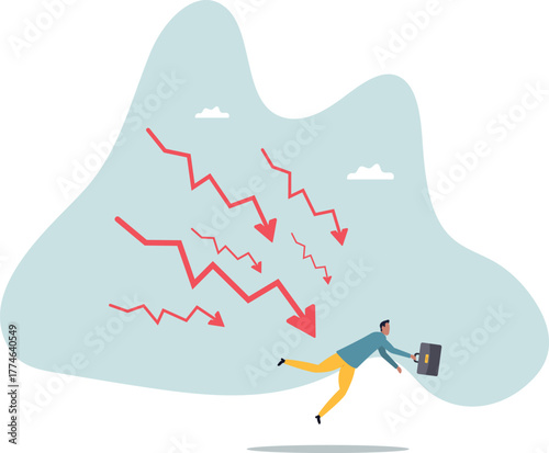 Business failure, economic recession or investment loss or stock market falling down, crisis or crash, investing risk or depression .about a man and his life.