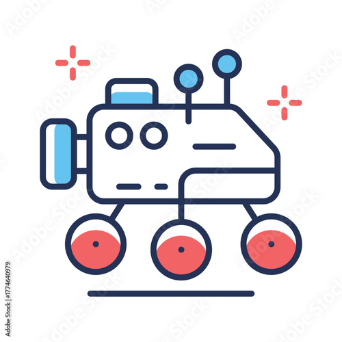 AI rover icon representing robotics, exploration, and autonomous systems.