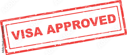 vector illustration red worn texture rubber stamp visa approved text