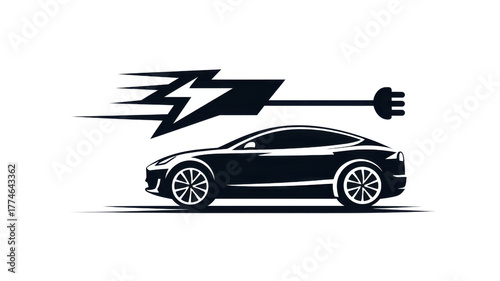 Electric Car Charging Icon on white Background