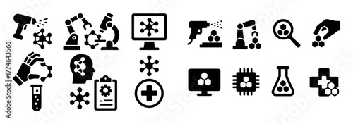 Nanotechnology Icons Grid