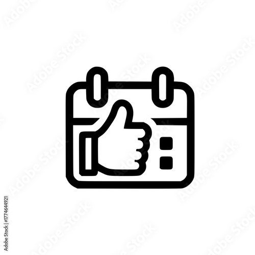 calendar icon with thumbs up sign showing satisfied result and achievement in scheduling