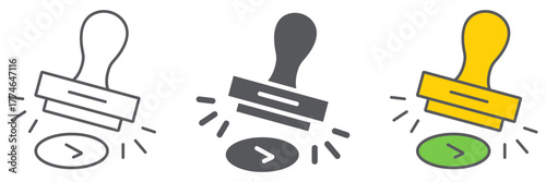 Approval stamp line icon, allow and stamper, rubber stamp sign, vector graphics, a linear pattern on a white background.