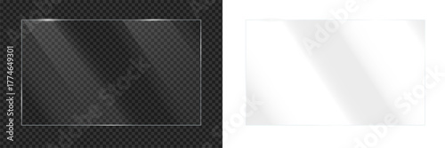 Wallpaper Mural Realistic transparent glass plate panel texture with shiny glossy light glare reflective surface effect overlay on isolated background rectangle gradient window Torontodigital.ca