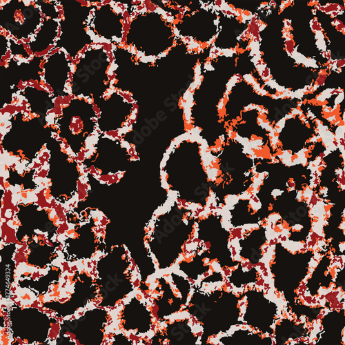 Childish Cartoon Style Abstract Big Macro Scales Flowers, Trendy Meta 6 colors, multi color sets, suitable for printing on surface, textile, fabric, seamless pattern vector art, vector drawn, pattern