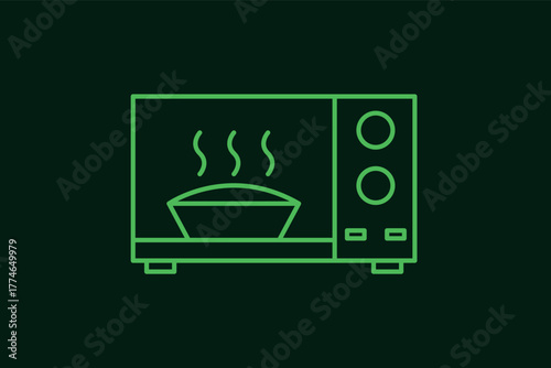 food in the microwave illustration in flat style design. Vector illustration.	
