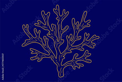 Intricate coral design on a deep blue background, showcasing marine life and oceanic beauty