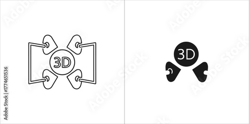 3d icon and 3d glasses symbol