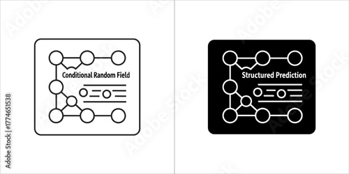 Conditional random field diagram, line art and solid icon