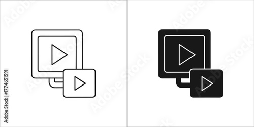 Computer screen with play button icon