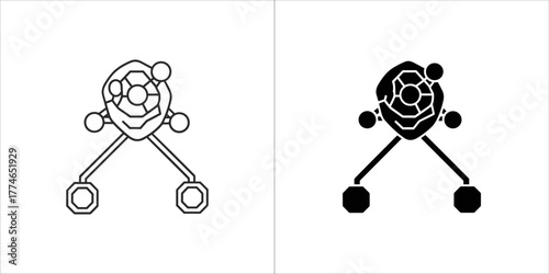 Abstract geometric shape with circles and lines