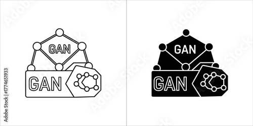 Gan network icon with connected nodes and circuits