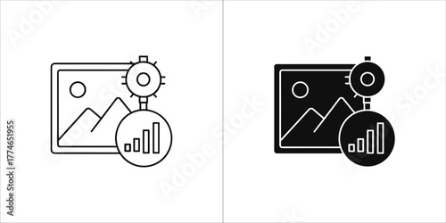 Data visualization icon with graph and gears