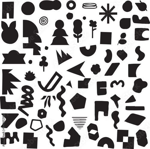  set of abstract shape black vector 