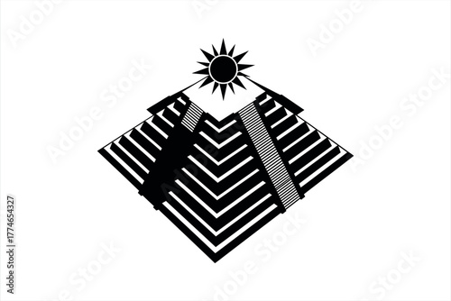 Geometric Pyramid Sunburst Graphic Design