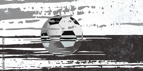 Soccer ball and gal net illustration combined pencil sketch and watercolor sketch modern