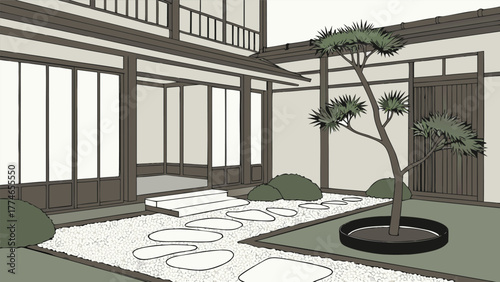 Contemporary architecture of a modern house with a balcony, garden, glass window, and luxury design under a clear sky