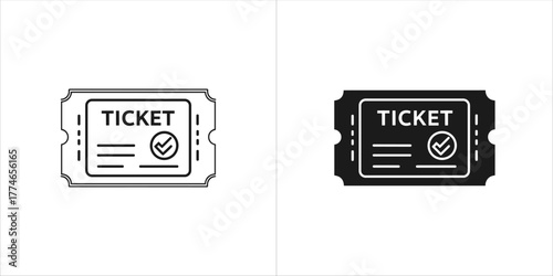 Ticket icon in outline and solid black