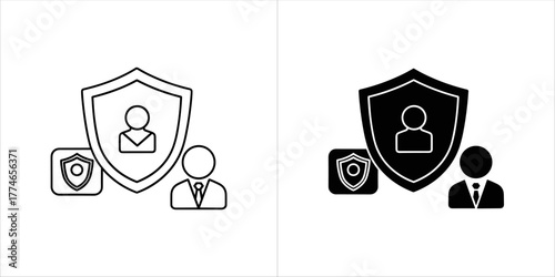Security shield with person icon