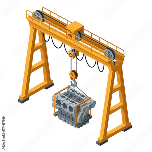 Manufacturing Facility Vector Transporting Heavy Motor or Component