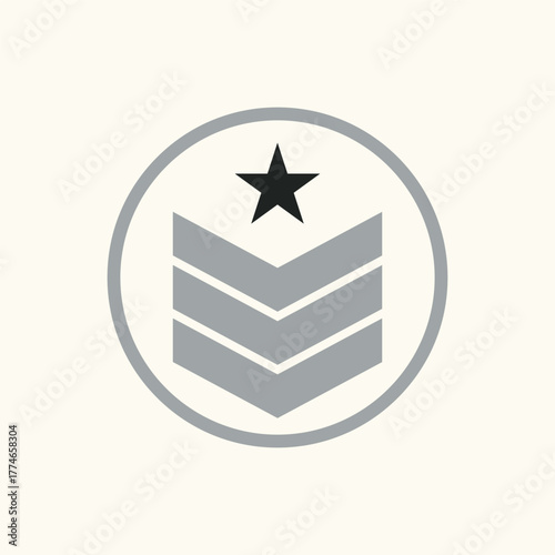 Military rank insignia with star isolated on white background for armed forces themes