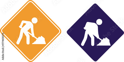 Isolated under construction road sign icon, construction traffic warning sign symbols, editable vector art, under construction road sign traffic safety alert caution buyers
