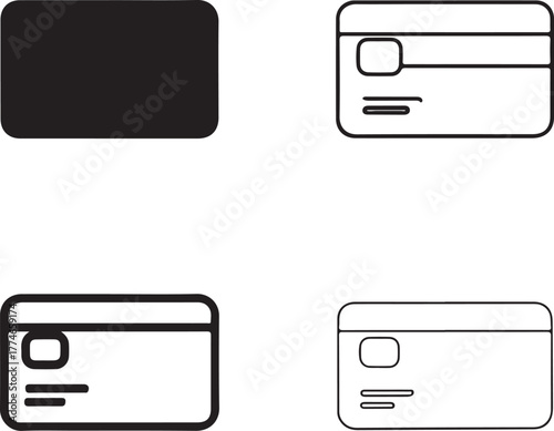Isolated credit card icon set, banking payment credit card symbols, editable vector art, credit card payment finance banking transaction money online business buyers