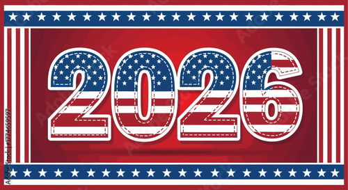 2026 Celebration Design Patriotic Stars and Stripes New Year Background
