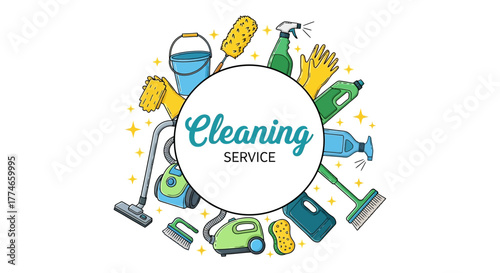 Sparkling Clean Professional Cleaning Service Illustration