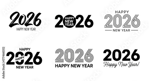 Diverse New Year 2026 Typography Designs Celebrating the Arrival of 2026 with Joy and Festivity