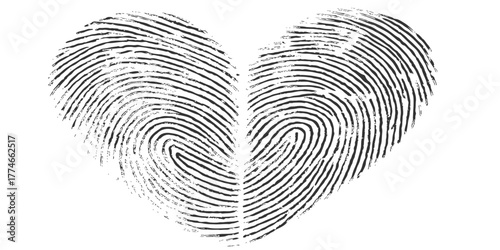 Black fingerprint vector illustration on white for security and identification of a unique pattern