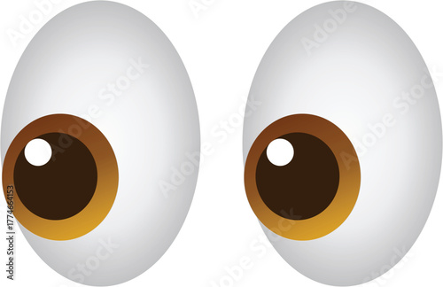Eye emoji with shine icon, looking sideways combined vector illustration.