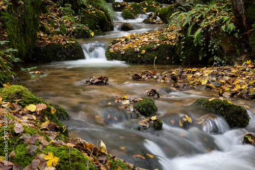 Beautiful Waterfall in Vibrant Autumn Forest