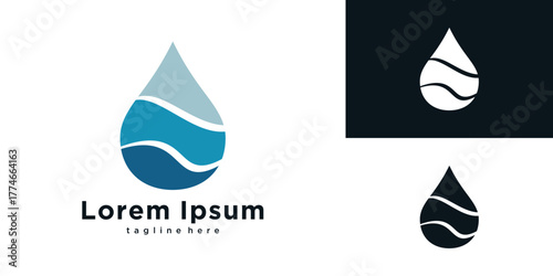 Water drop logo design, aqua droplet icon