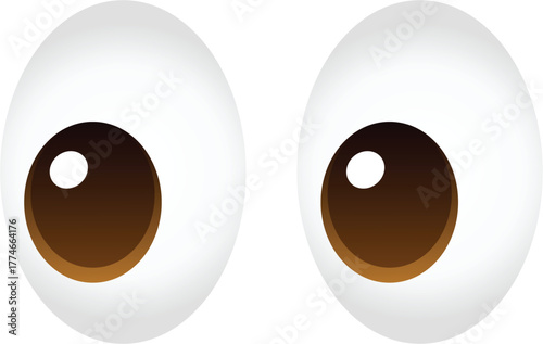 Glossy eye emoji icon, looking sideways connected vector artwork.