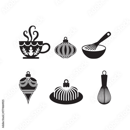 Holiday Food Ornament Silhouette Set – Mince Pie, Matcha & Butter.