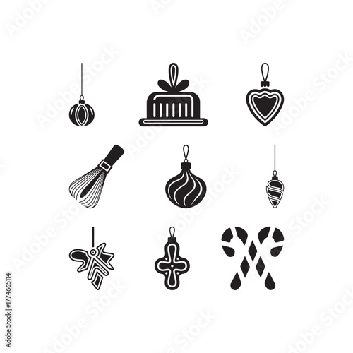 Holiday Food Ornament Silhouette Set – Mince Pie, Matcha & Butter.