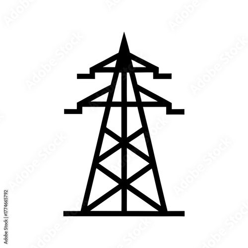 Minimal high voltage electricity pylon icon vector illustration for energy and industry