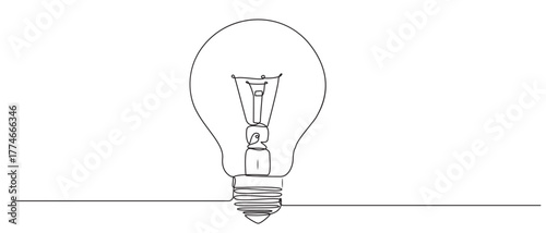 Electrical Energy light bulb Icon continuous single line art vector illustration,
