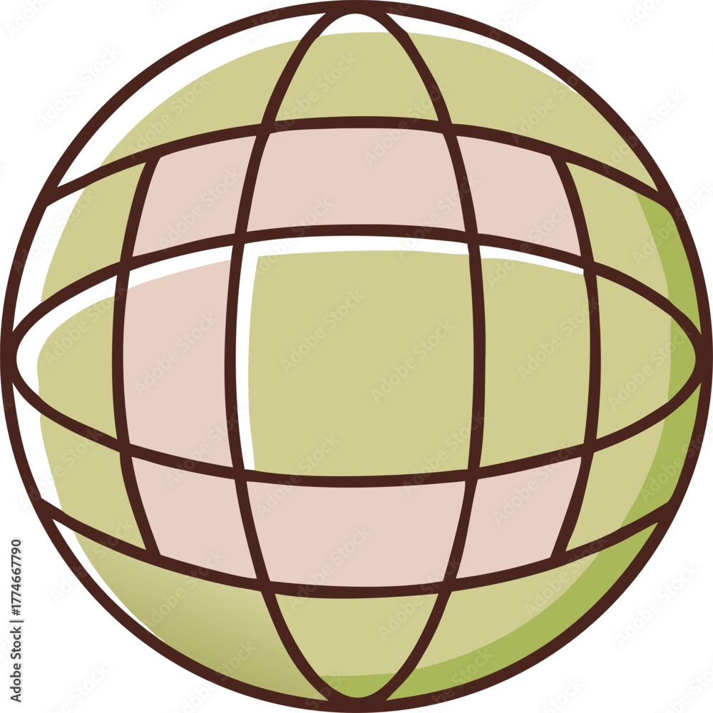 Fototapeta premium Stylized Globe Icon with Grid Lines world earth