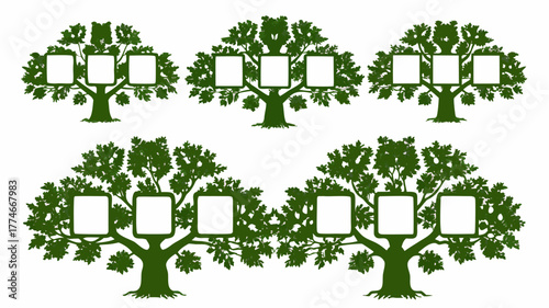 Create a beautiful family tree with this silhouette of leafy trees, perfect for genealogy projects or personalized gifts, tracing roots through generations