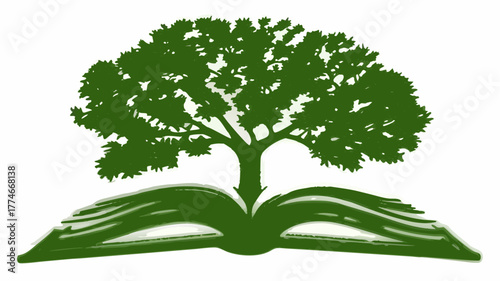 Embrace the Power of Knowledge: Tree of Wisdom Growing from an Open Book, Symbolizing Growth, Learning, and Education for a Brighter Future