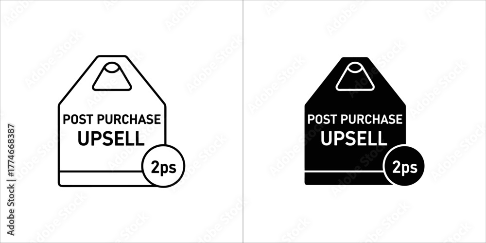 Naklejka premium Post purchase upsell tag icon with 2ps notation